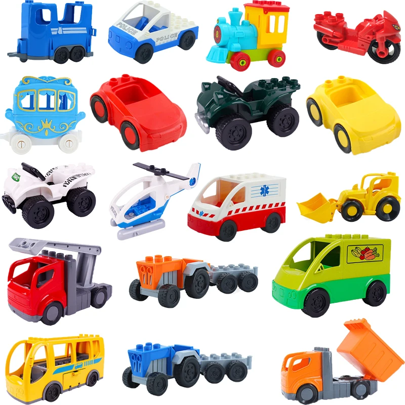 

Car Aircraft Model Big Building Blocks Engineering Vehicle Accessories Bus Helicopter Compatible brick Traffic Set Children Toys