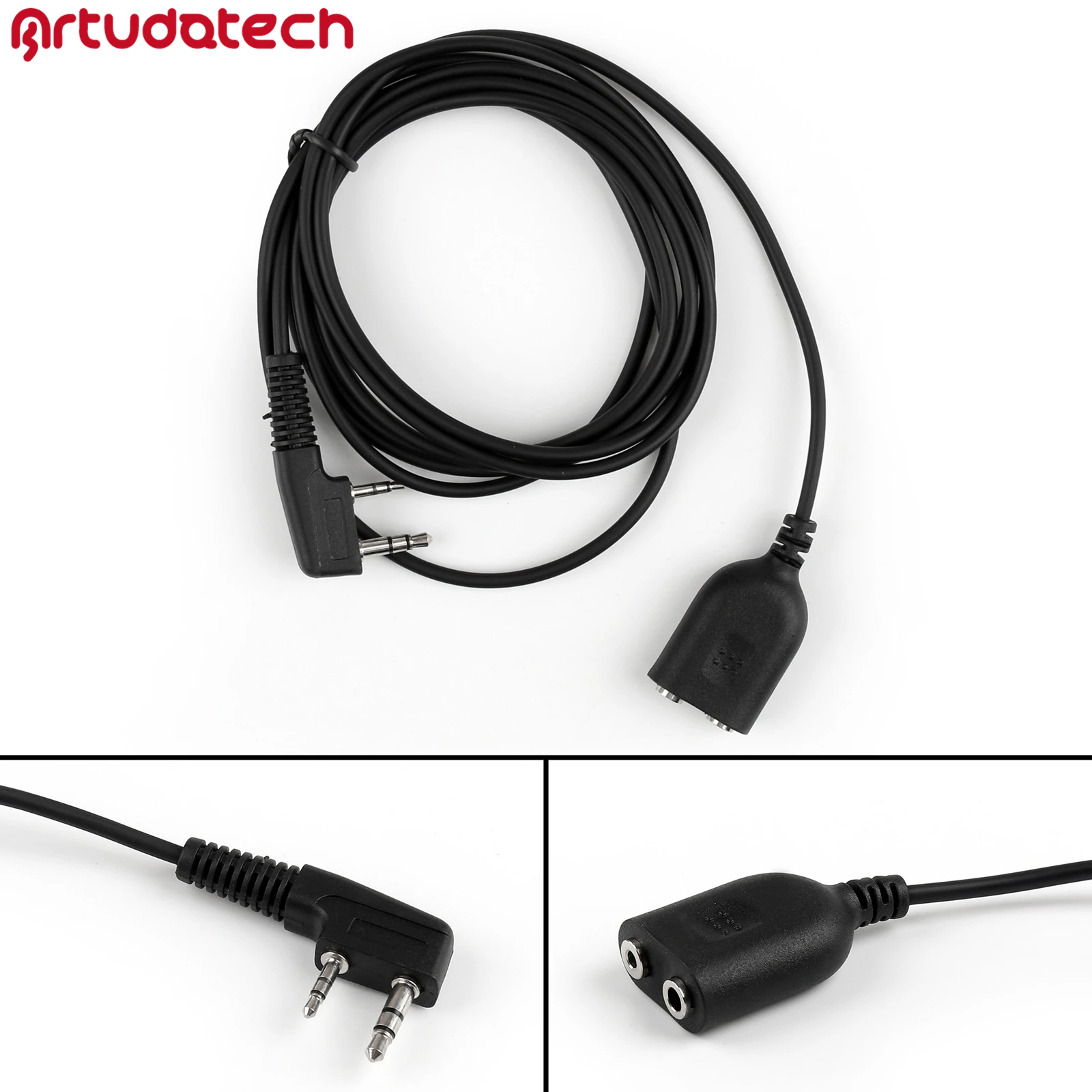 Artudatech 1Pcs 2Pin K type Extension Cable For Radio Earpiece Speaker Mic For Kenwood For Baofeng 2m