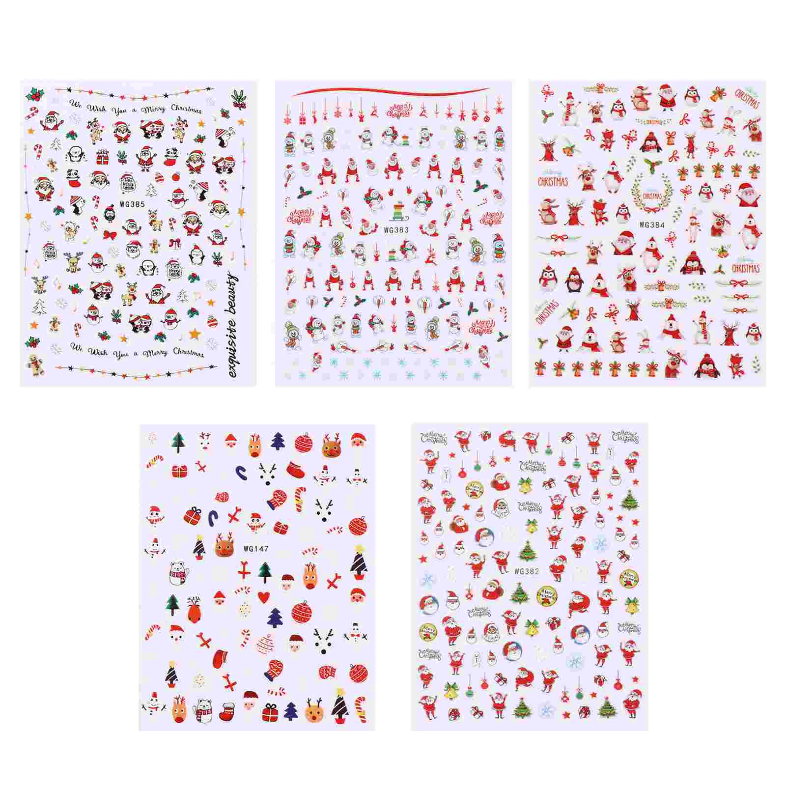 

10 листов рождественских наклеек для ногтей, украшение для рождественской вечеринки