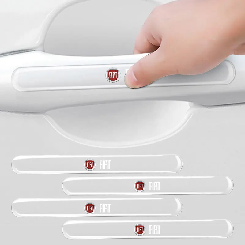 

4Pcs Car Door Transparent Anti-collision Protector Bar Stickers Rear View Mirror Cover Strip For FIAT JUNTO abarth stilo ducato