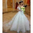 Роскошные блестящие кружевные свадебные платья 2022, свадебные платья с открытыми плечами, а-силуэт, свадебное платье на заказ