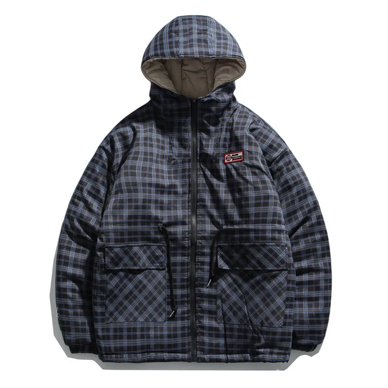

Henry hooded lattice couple korean winter loose 2021 new cotton padded jacket for boys and girls