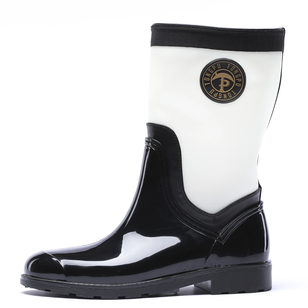 

253-292 TONGPU Lady's Half Waterproof Rain Boots with Soft Translucent Upper
