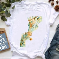 watercolor giraffe family print tshirts women funny t shirt femme korean style clothes summer fashion t shirt female streetwear