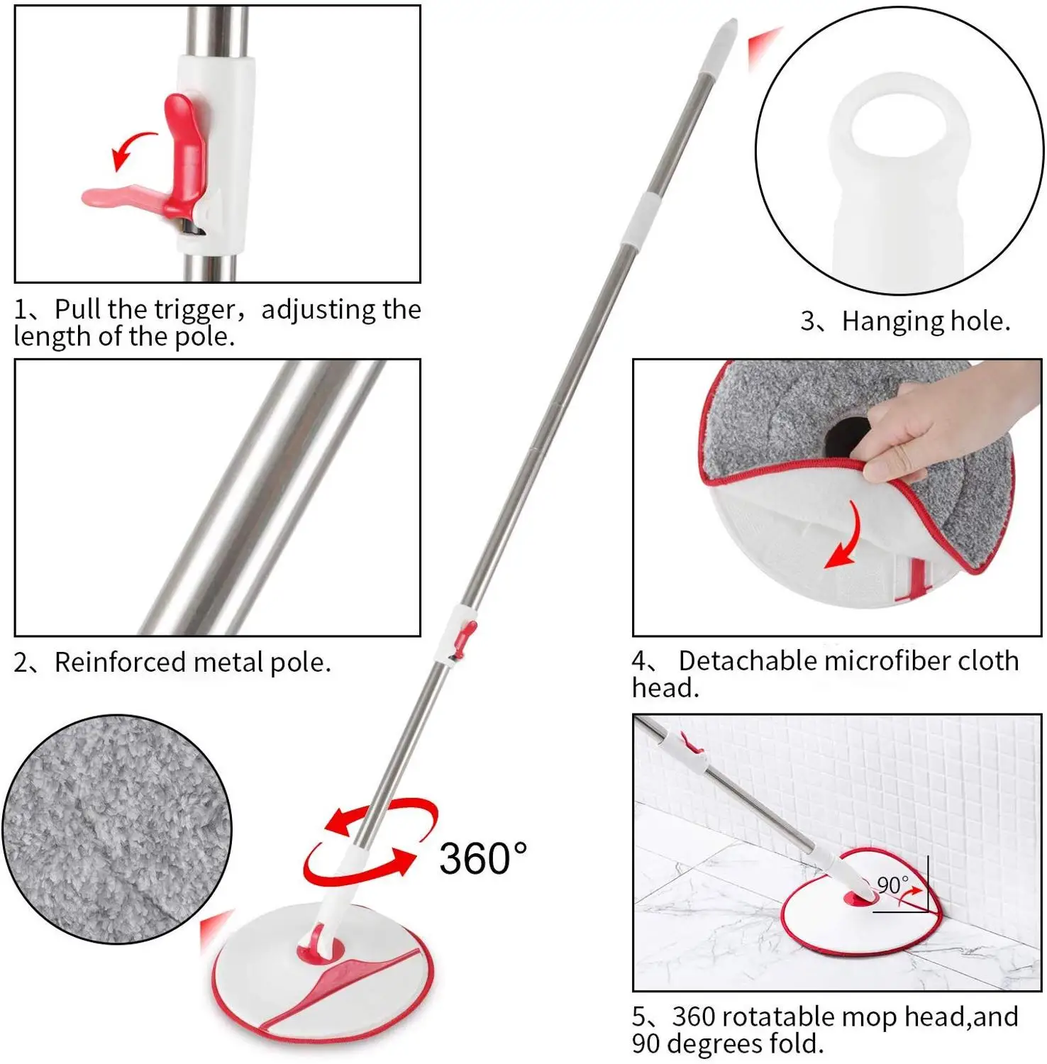 швабра с ведром Регулируемая Швабра для мытья пола Cleanhome из микрофибры