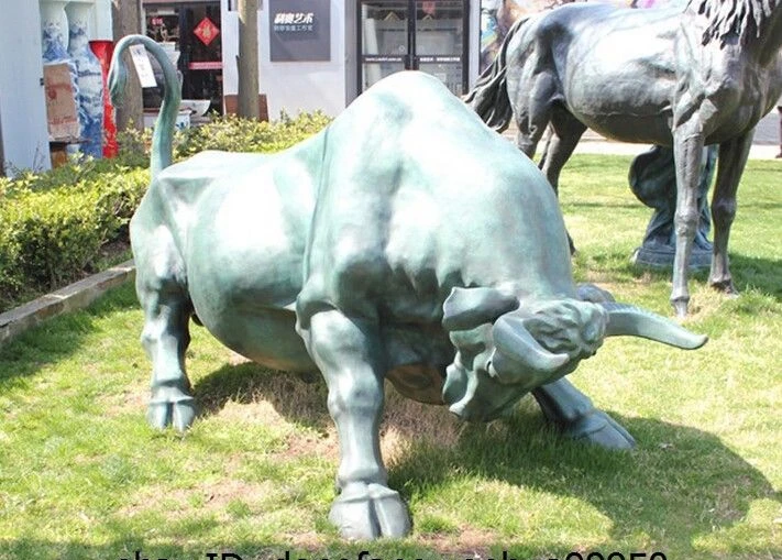 free shipping Western Folk Bronze Copper Art Sculpture Bullfighting Bull Cow Cattle OX Statue | Дом и сад