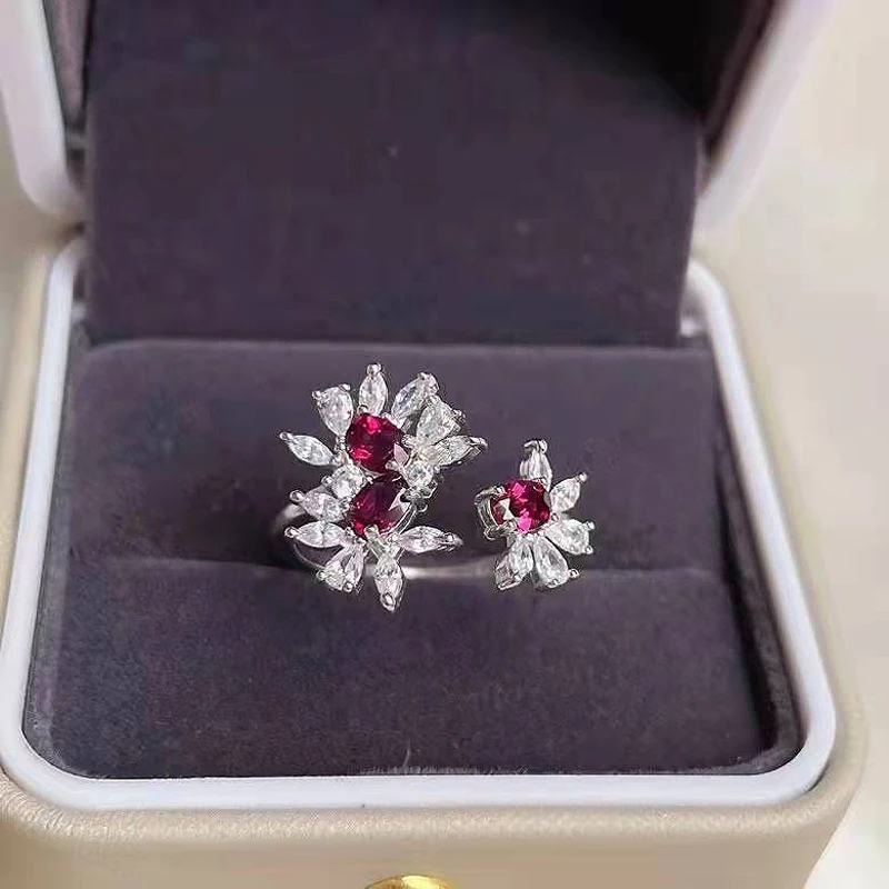 

Fashion Women's Garnet Ring S925 Sterling Silver Natural Gem Fine Weddings Jewelry Free Shipping MeiBaPJ FS