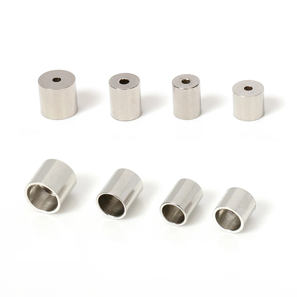 Круглые Обжимные зажимы для шнура из нержавеющей стали 20 шт. подходят кожаных