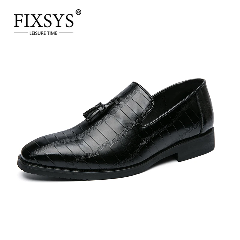 

FIXSYS Arrive Man Casual Shoes Leather Business Formal Shoes Fashion Men Oxfords Shoes Breathable Slip-on Wedding Office Shoes