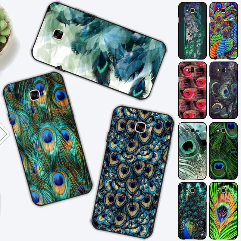 

blue green peacock feathers Phone Case for Samsung J 2 3 4 5 6 7 8 prime plus 2018 2017 2016 core