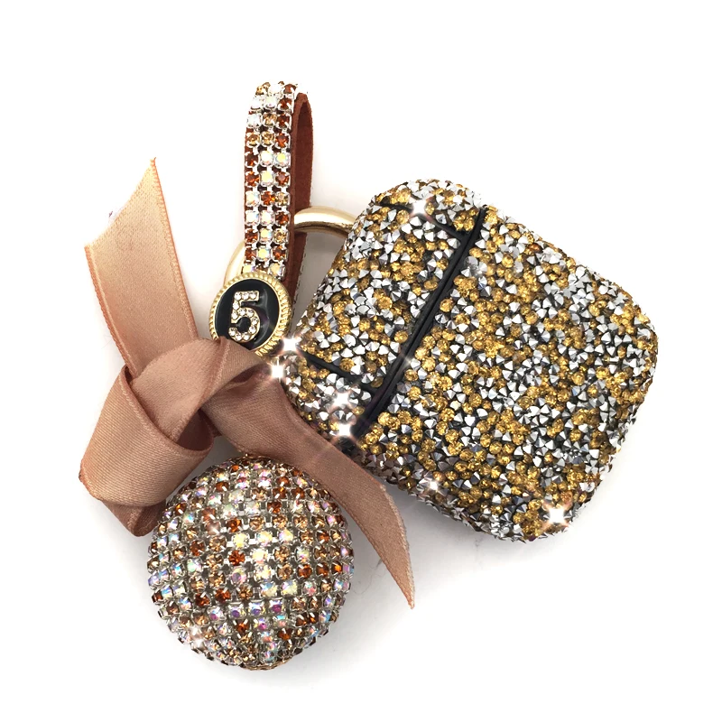 

For Apple Airpods Case Luxury Diamond Rhinestone Case With Hanging Ball Keychain Charging Box Protector Covers For Airpods2 case