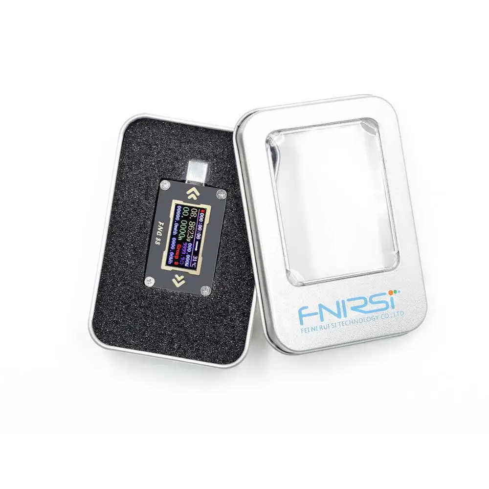 Цветной экран PD быстрой зарядки Обнаружение типа-C Вольтметр и амперметр Емкость Тестер измерения температуры ON.