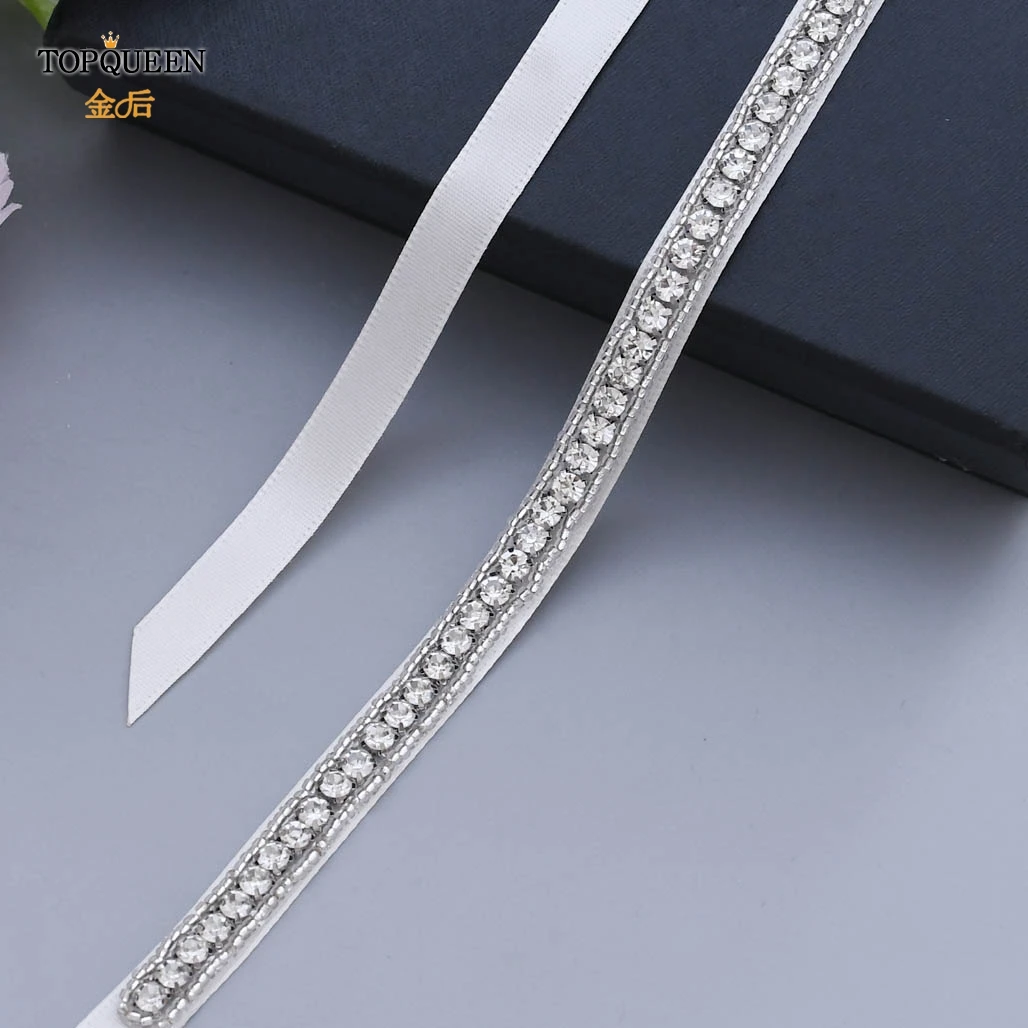

TOPQUEEN S217 Belt for Wedding Dress Diamond Appliques for Wedding Dress Evening Party Dresses Fast Delivery Thin Beaded Belts