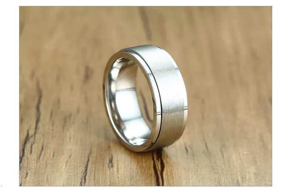 Vnox 6/8mm Spinner Ring for Men Stress Release Accessory Classic Stainless Steel Wedding Band Casual Sport Jewelry
