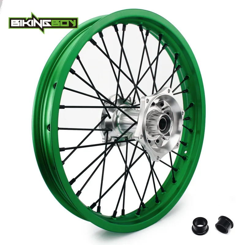 BIKINGBOY спереди и сзади 2" 18" для Kawasaki KX250F KX450F 06-19 KLX450R 08-12 KXF 250 KX-F 450 KX 125 250 06-13 обод колеса концентратора MX - Цвет: Rear Silver