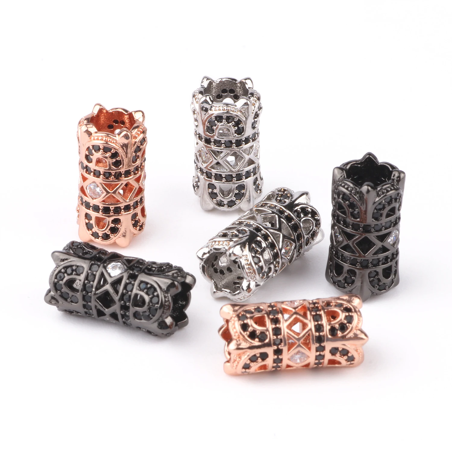 3 шт полых труб CZ Латунные Микро Проложить Белый кубический цирконий вставка