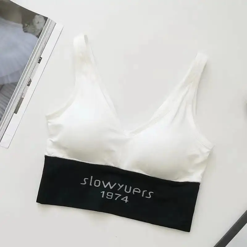 

New Women's White Beauty Back Bra Breathable Girl Sports Vest Gather Bras No Steel Ring Wide Shoulder Strap Underwear Student