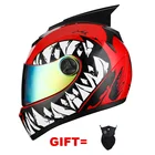 Мотоциклетный шлем на все лицо, защитный шлем с двумя линзами для взрослых, с двойным козырьком, подходит для мужчин и женщин, черный