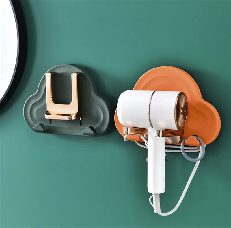 

Wall Mounted Hair Dryer Storage Racks Suction Cup Hair Dryer Holder Bathroom Shelf Organizer Bathroom Supplies