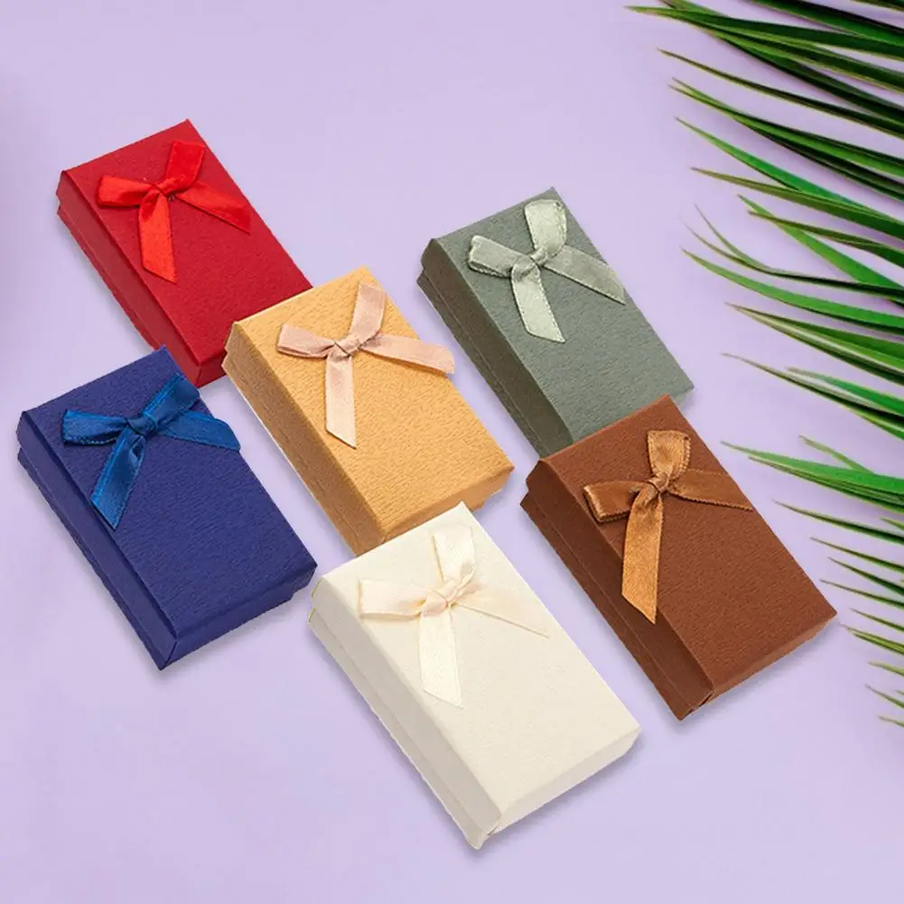 

6Pcs Jewelry Box Exquisite Valentine Gift Paper Ribbon Bow Jewelry Gift Box for Women Joyeros Organizador De Joyas Packaging Box