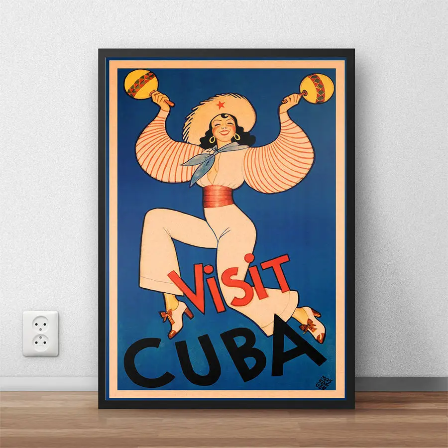 Cuba Пейзаж Плакат ручная роспись праздник рисунок стены Искусство Наклейка оберточная бумага в винтажном стиле отель гостиная домашний декор 42x30 см