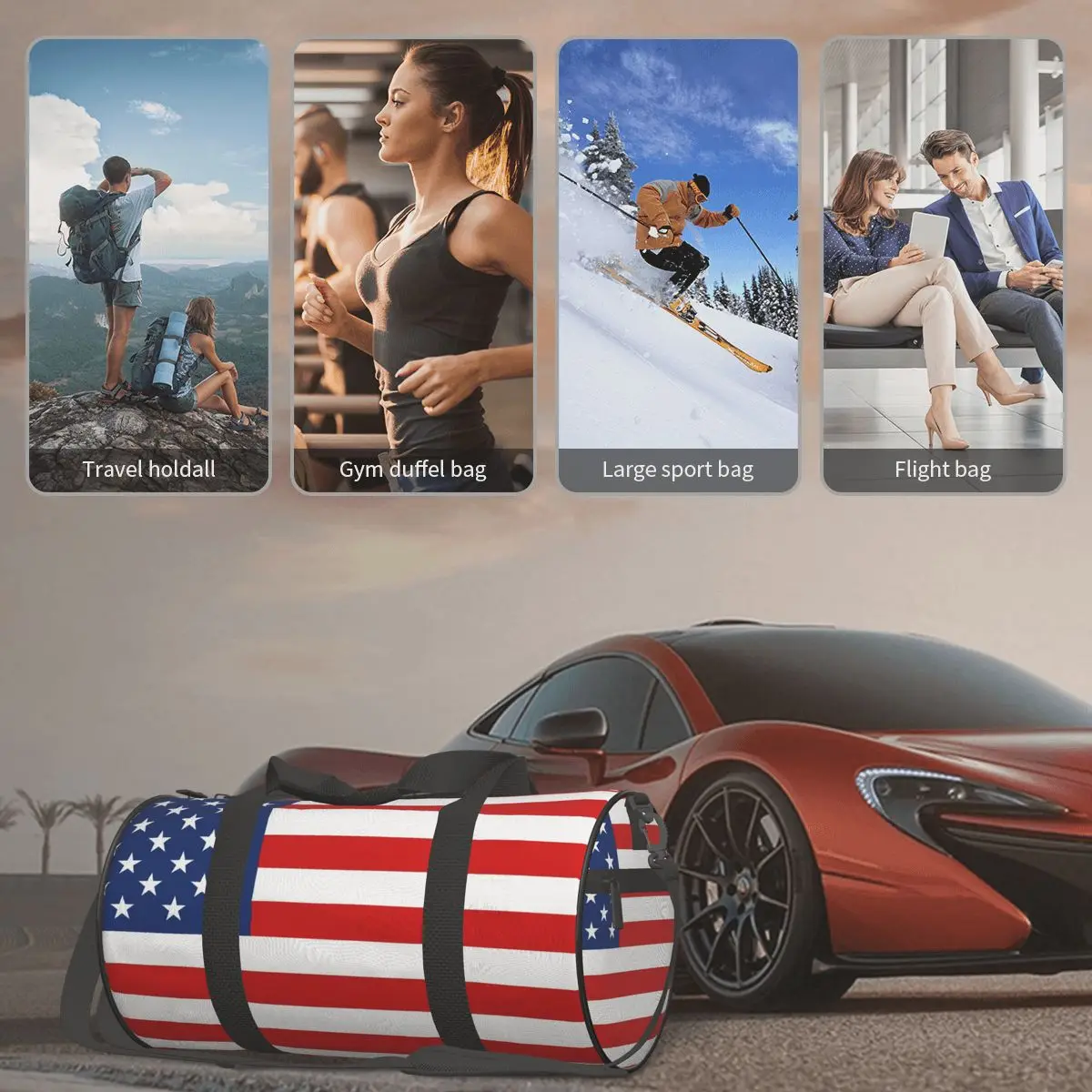 

Travel Bag Large Capacity Luggage Duffle Bag American Flag Leisure Handbag Shoulder Bag Overnight Weekend Bag