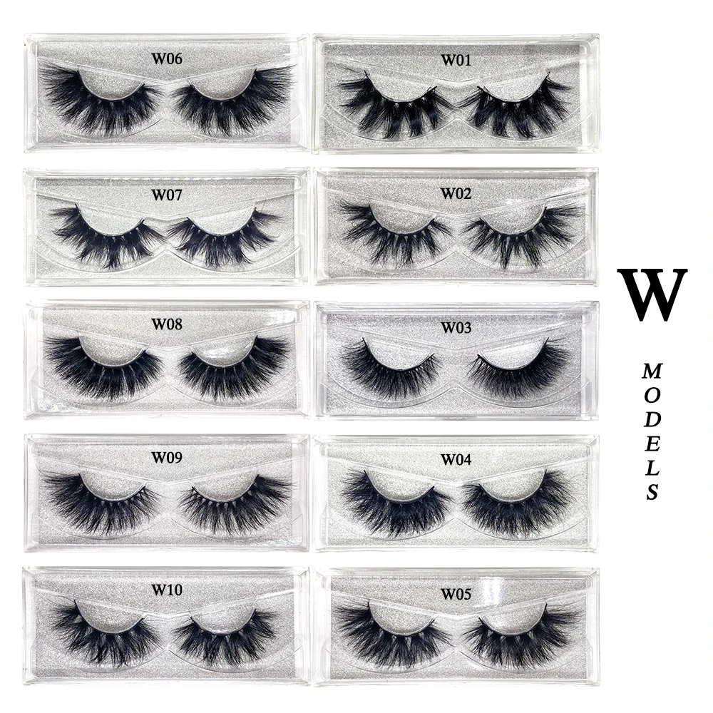 

21mm False Eyelashes W type Makeup Natural Fluffy Thick Lashes Eyelash Brushes Handmade Thick and long Bright black Mink