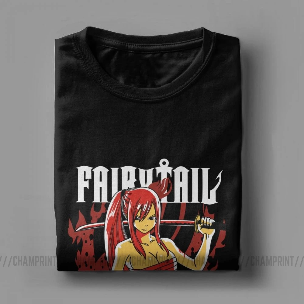 Футболка Erza Scarlet Fairy Tail мужские хлопковые футболки новинка футболка с круглым