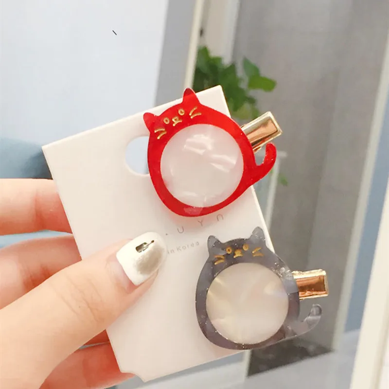 

Girls Cute Cartoon Cat Hairpins 2020 New Fashion Multicolor Acetate Hair Clips Animal Bunny Barrettes Kids Hair Accessories