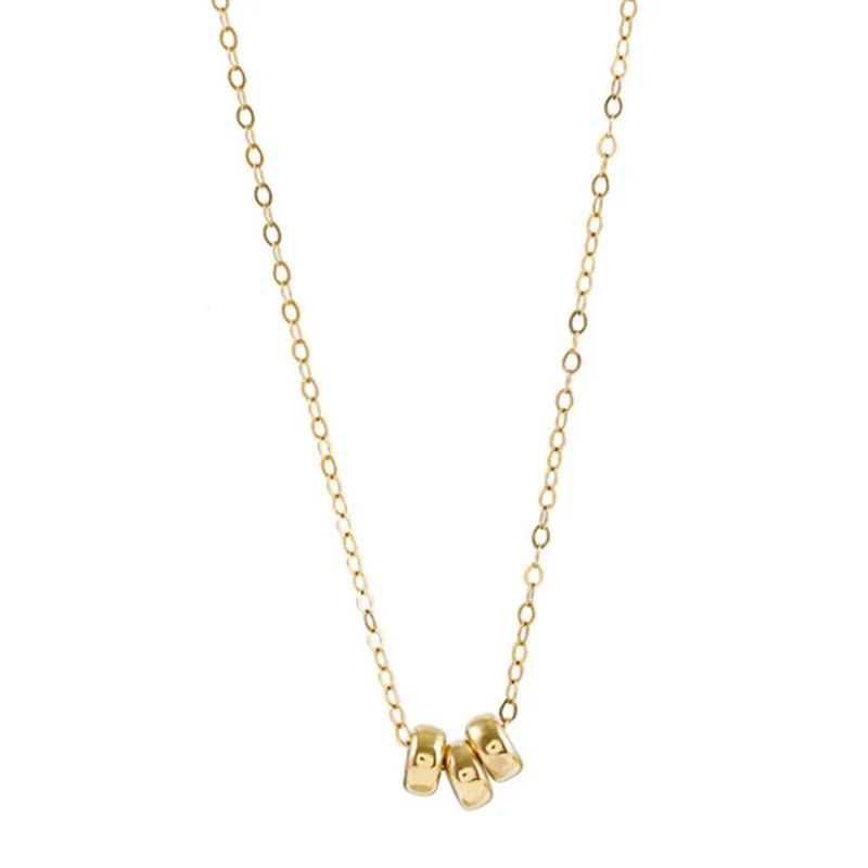 

Fengxiaoling 14k Gold Plated Three Circle Pendant Necklaces 925 Sterling Silver Simple Necklace Women Fashion Party Jewelry 2021