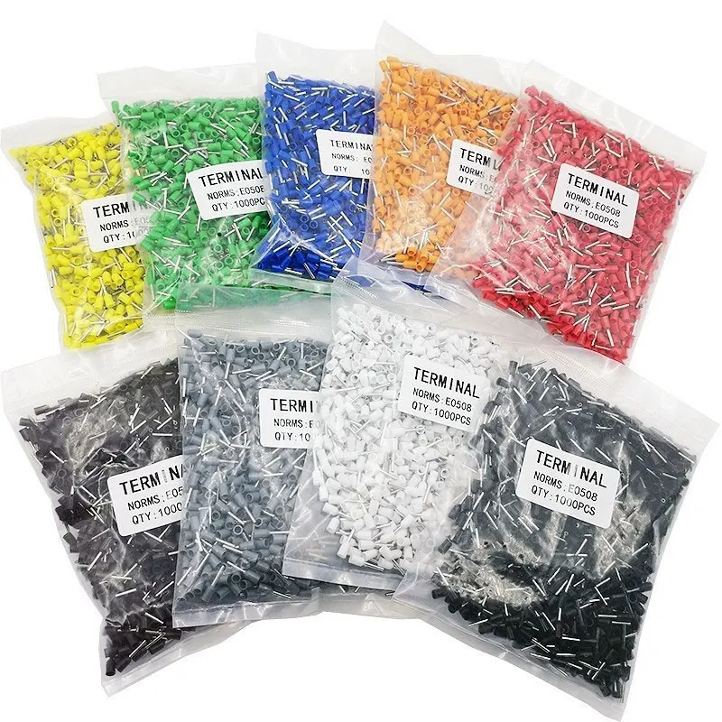 VE Type Tubular Pre Insulated Terminal Cold Pressing Red Copper 0508 7508 1008 1508 2508 4009 6012 10-12 Pin |