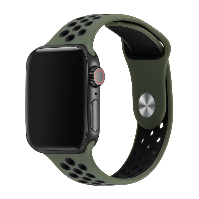 Силиконовые замена спортивный ремешок для наручных часов Apple Watch 38 мм 40 мм 42 44 мм браслет ремешок для наручных часов iWatch серии 5/4/3/2/1 81010