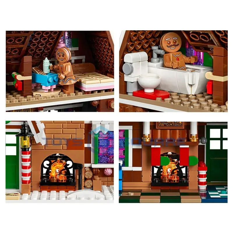 

The Gingerbread House Model Building Blocks With Street View Action Figures Bricks Set Gifts Educational Toys For Children