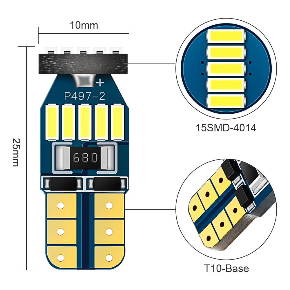 WLJH 4x Canbus T10 W5W 4014 SMD Автомобильная лампа авто лампы светодиодный Подсветка салона