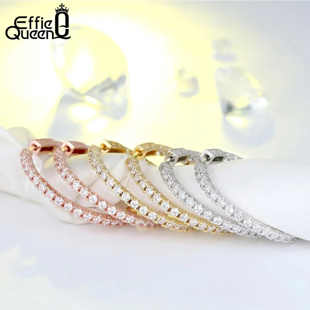 Женские серьги-кольца с фианитами винтажные большие DOE137 |