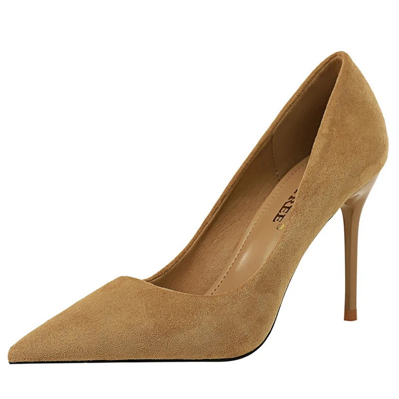 Pumps Woman Shoes 2021 New High Heels Women Office Shoes Stiletto Suede Ladies Shoes Size 41 42 43 Women Basic Pump Footwear