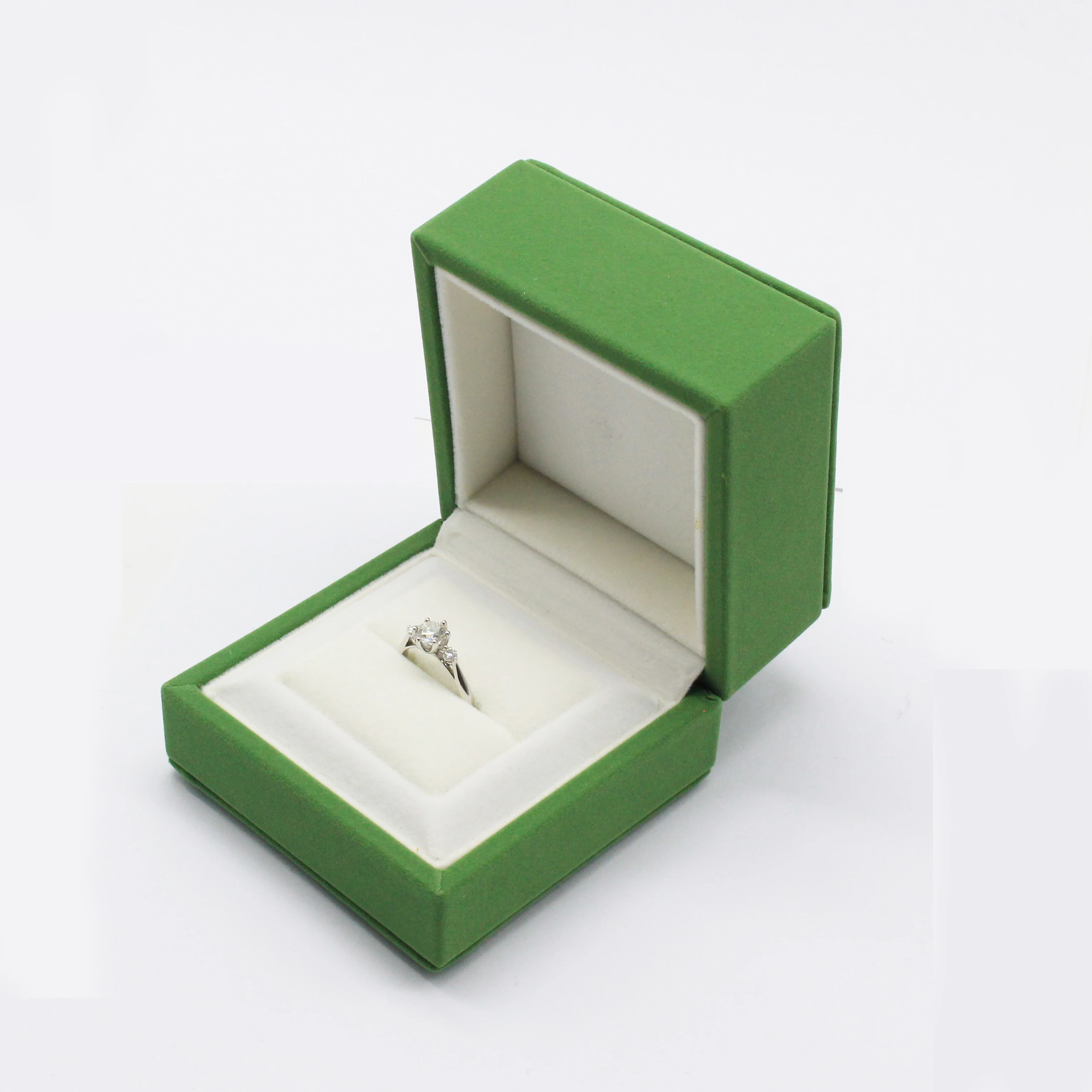 Высококачественная зеленая бархатная коробка для колец Классическая хранения