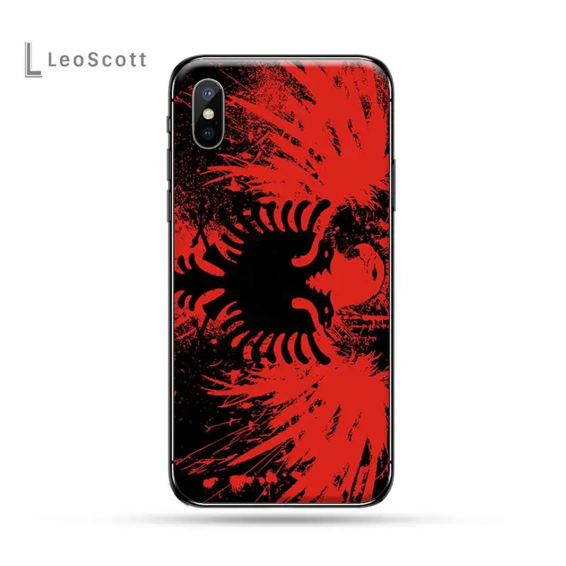 

Albania flag Two head eagle red black Phone Case for iPhone 11 12 pro XS MAX 8 7 6 6S Plus X 5S SE 2020 XR mini