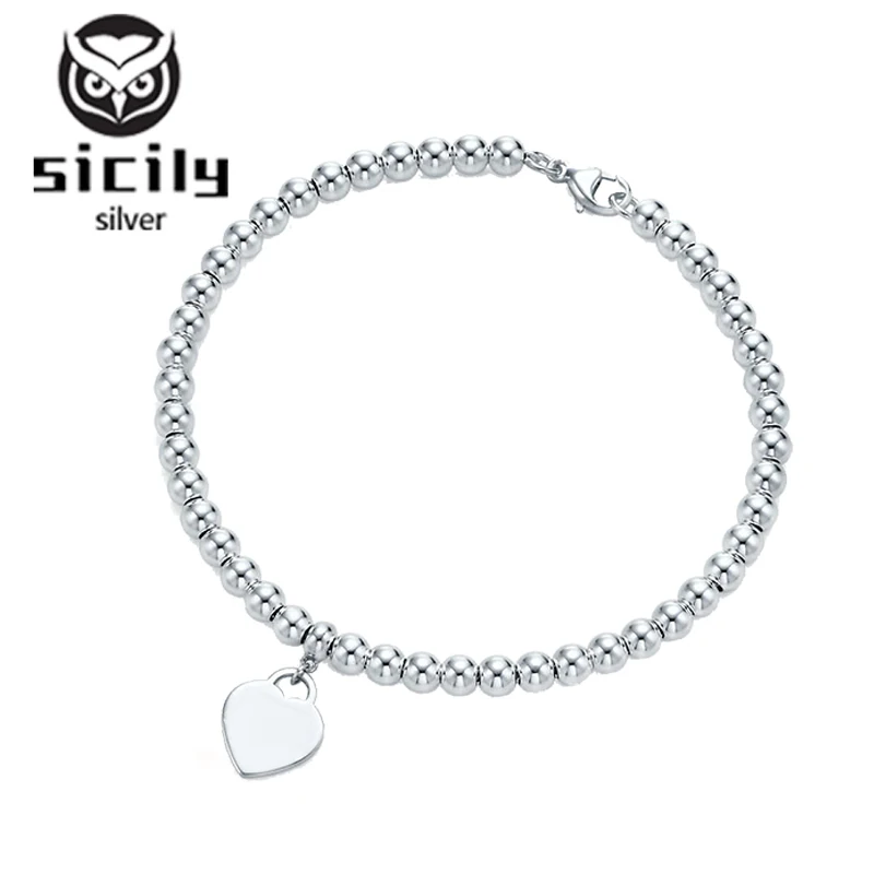 Sicily, высокое качество,,, серебро 925 пробы, tiff, сердце, браслет для женщин, Классическая мода, темперамент, роскошные ювелирные изделия - Окраска металла: style 1