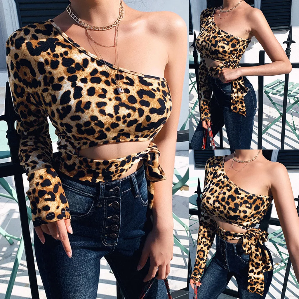 Женские Весенние футболки и топы модные сексуальные леопардовые с принтом