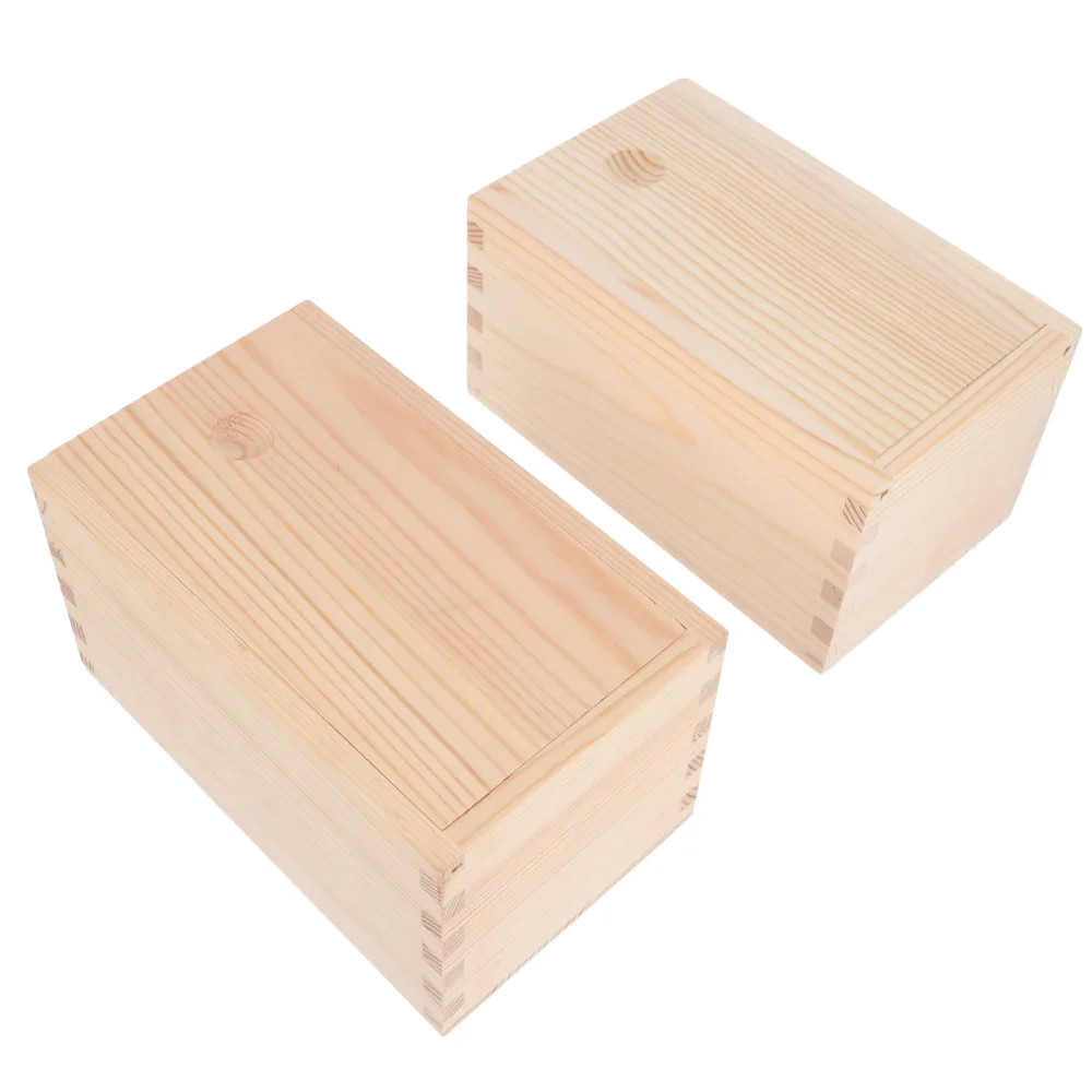 

2Pcs Jewelry Collection Box Souvenir Storage Box Wooden Jewelry Case for Home