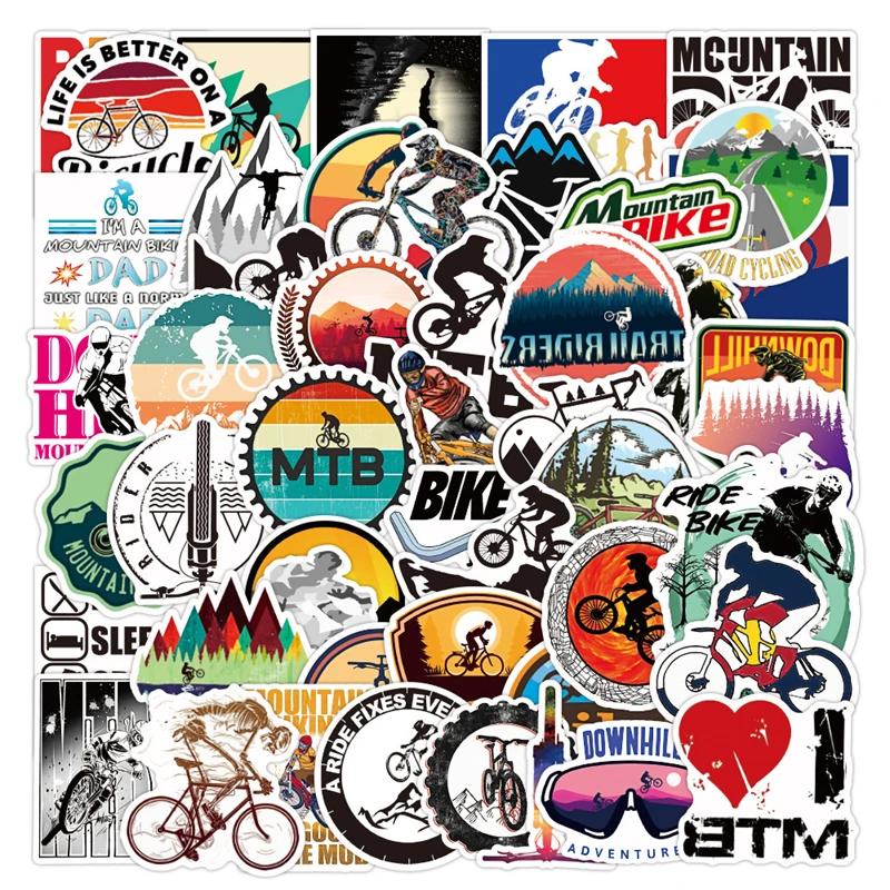 

10/30/50 PCS New Mountain Bike Doodle Graffiti Cartoon Stickers Waterproof Luggage Suitcase Fridge Cup Sticker Custom Wholesale