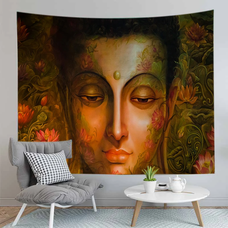 

Buddha Print Wall Hippie Tapestry Polyester Home Decor Rug Carpets Hanging Big Couch Blanket