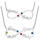 Ожерелье бесконечность с камнями по месяцу рождения, ожерелье на заказ, любое имя Подвеска Украшения Подарки для женщин