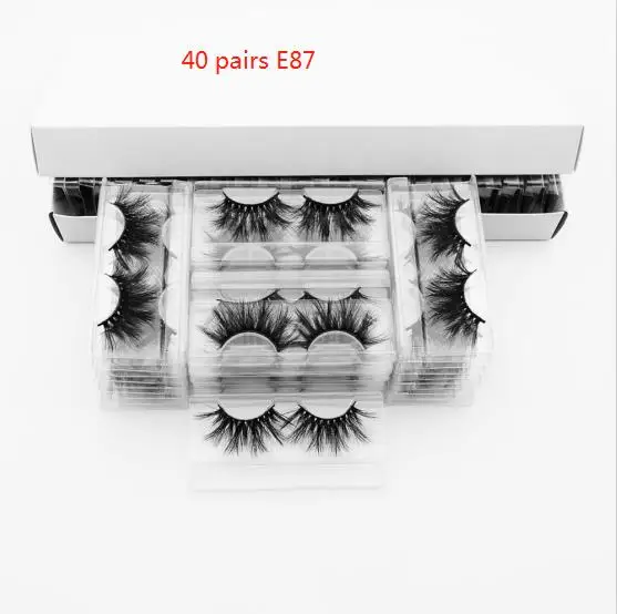 40pcs E87 Visofree 40 пар 25 мм ресницы 3D норковые ресницы с лотком без коробки норковые ресницы драматические объемные ресницы Толстые Накладные ресницы E80 - Цвет: 40pcs E87