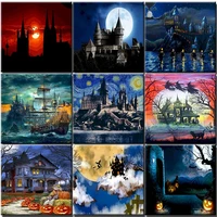 night view oil painting by numbers castle diy acrylic paint handpainted pictures coloring home decor landscape kit wall art gift