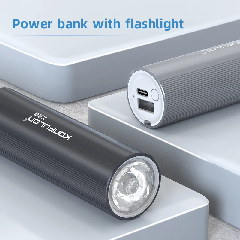 

Flashlight 2 In1 Powerbank Rechargeable Flashlight 5000mah Power Bank cargador port Pocket Flashlight For Outdoor For iphone 12