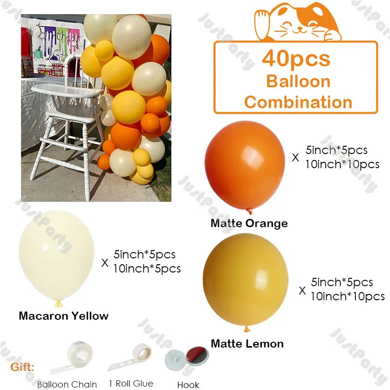 

DIY Matte Orange Balloon Garland Arch Wedding Decoration Yellow Lemon Balloons Set Birthday Party Baby Shower Favors Decor