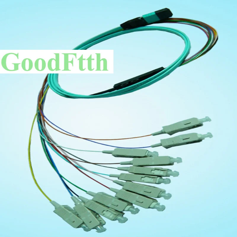 Fiber Patch Cord Male MPO-SC OM3 12 Cores Distribution 0.9mm GoodFtth 1-15m 2pcs/lot