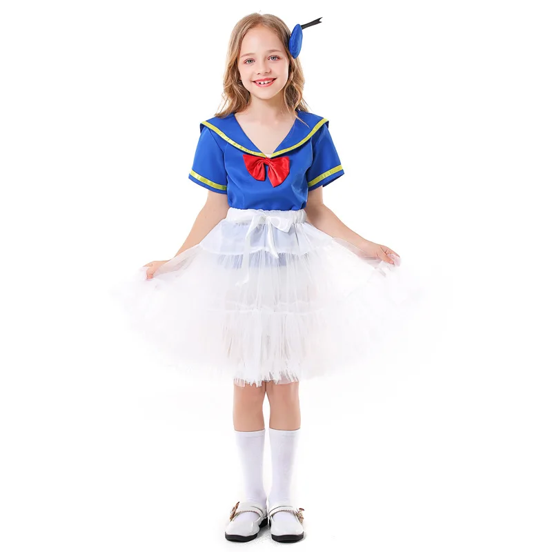 

Детская школьная форма для Хэллоуина Детские костюмы для косплея утка матросский костюм пушистая сетчатая юбка